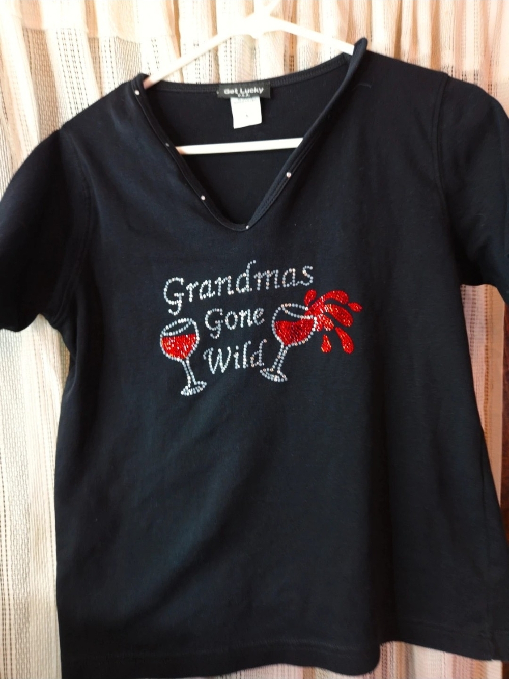 0Get Lucky Womens "Grandmas Gone Wild" Black Short Sleeve Top